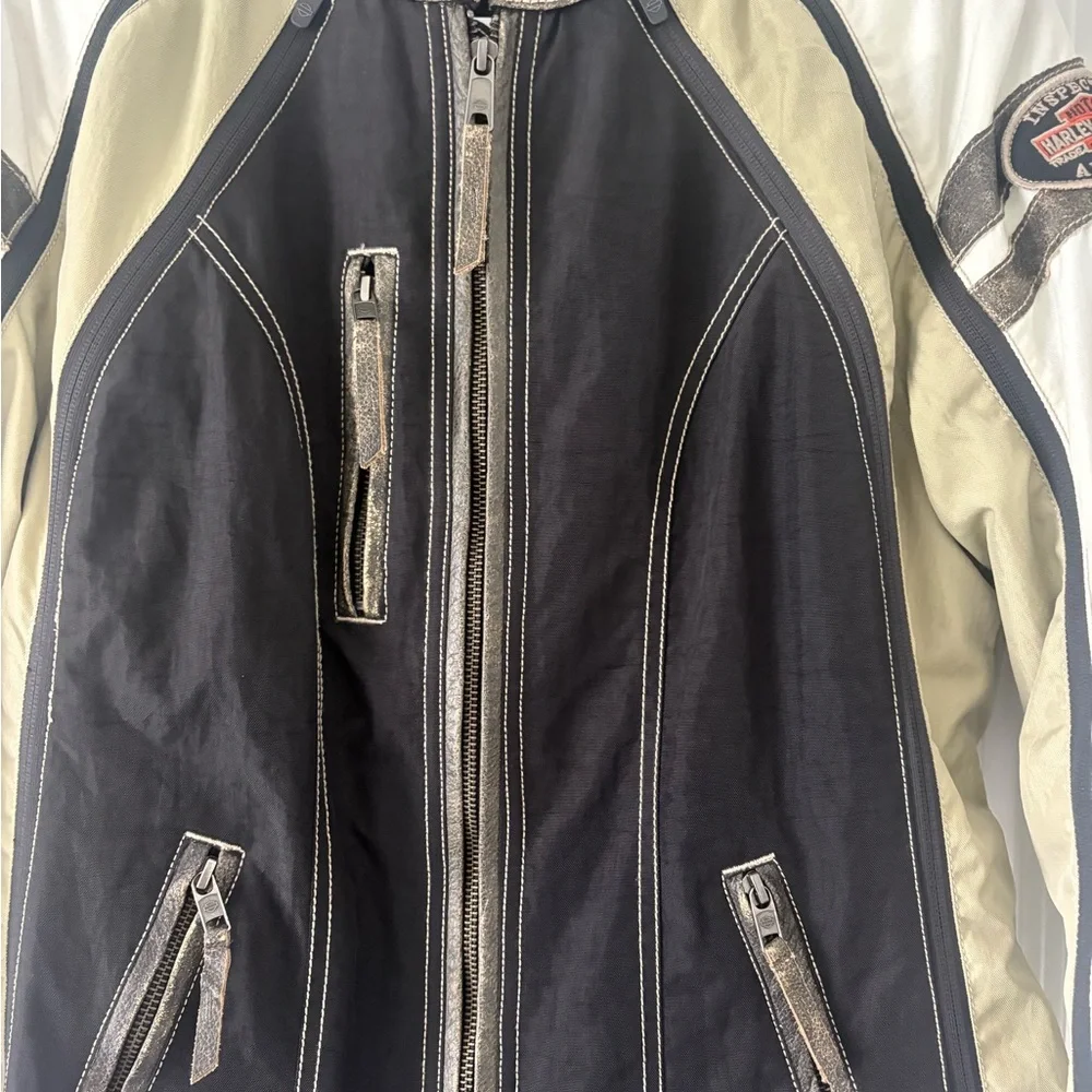 Harley-Davidson Black/Olive Green/Off White Riding Jacket - Picture 2 of 15